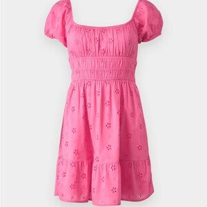Hollister pink eyelet short sleeve mini dress with built in bra